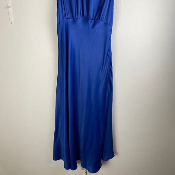 NWT Boden Bias Cut Midi Dress Size 6 Sea Blue Satin Sleeveless - Picture 11 of 16